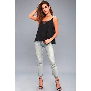 Free People Deep V Bandeau Black Lace Cami - NWT